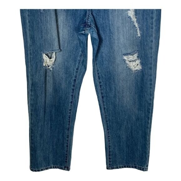 Rachel Roy Straight Ankle Jeans Size 32 High Rise Ripped Blue Denim - Picture 4 of 9